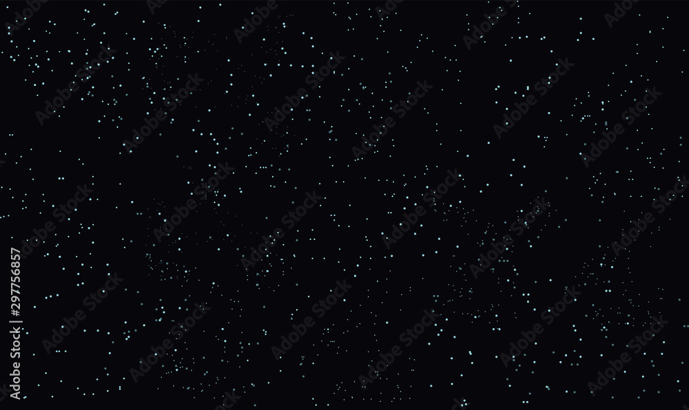 Abstract vector background. Night sky. Stars on a dark background. Cosmos. Bright White Shimmer Glowing Round Particles.