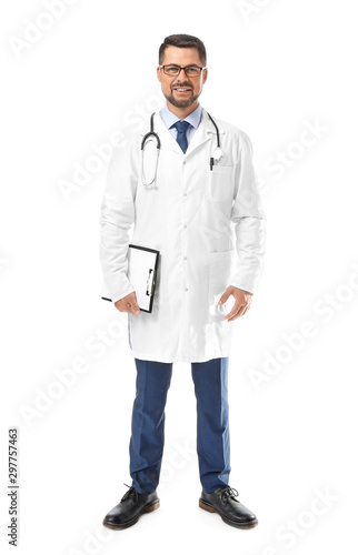 Portrait of male doctor on ...