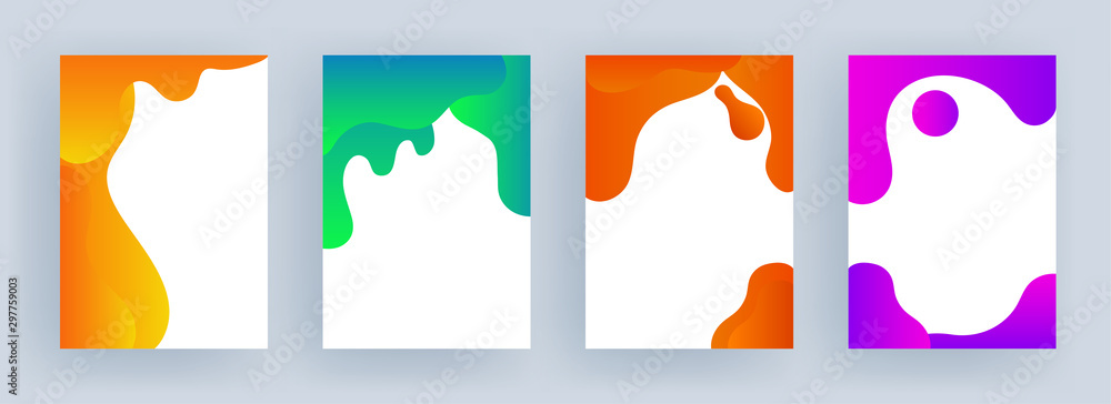 Set of different color fluid art effect background with space for your message.