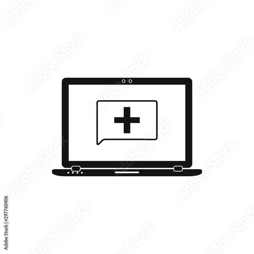 Online Medical Help Icon. Flat style vector EPS.