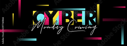 Website header or banner design with colorful stylish text Cyber Monday Coming on abstract background.