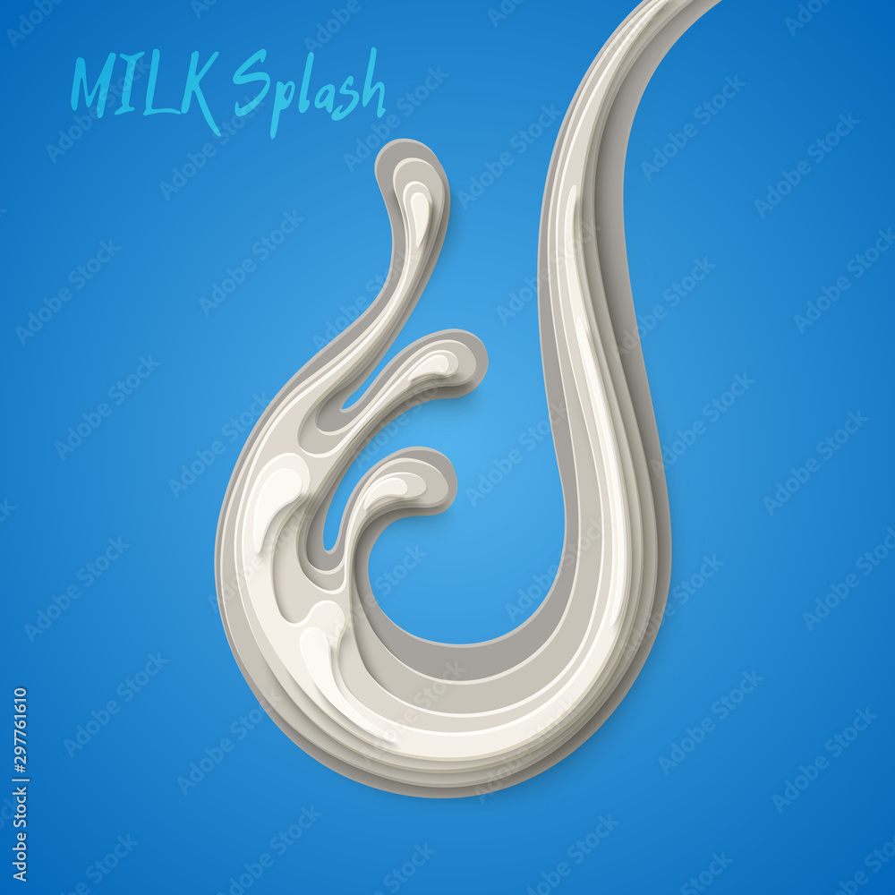 Vector milk splash paper cut concept poster Vector milk splash paper cut concept poster