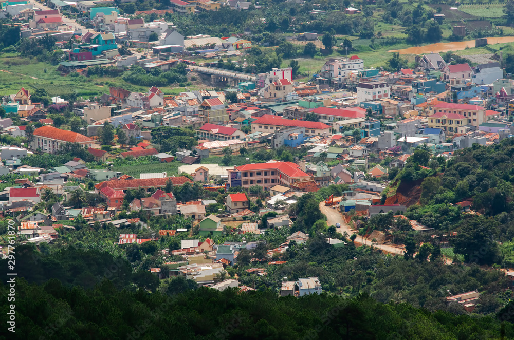 Aerial view of the Don Duong district, Lam Dong province, Vietnam