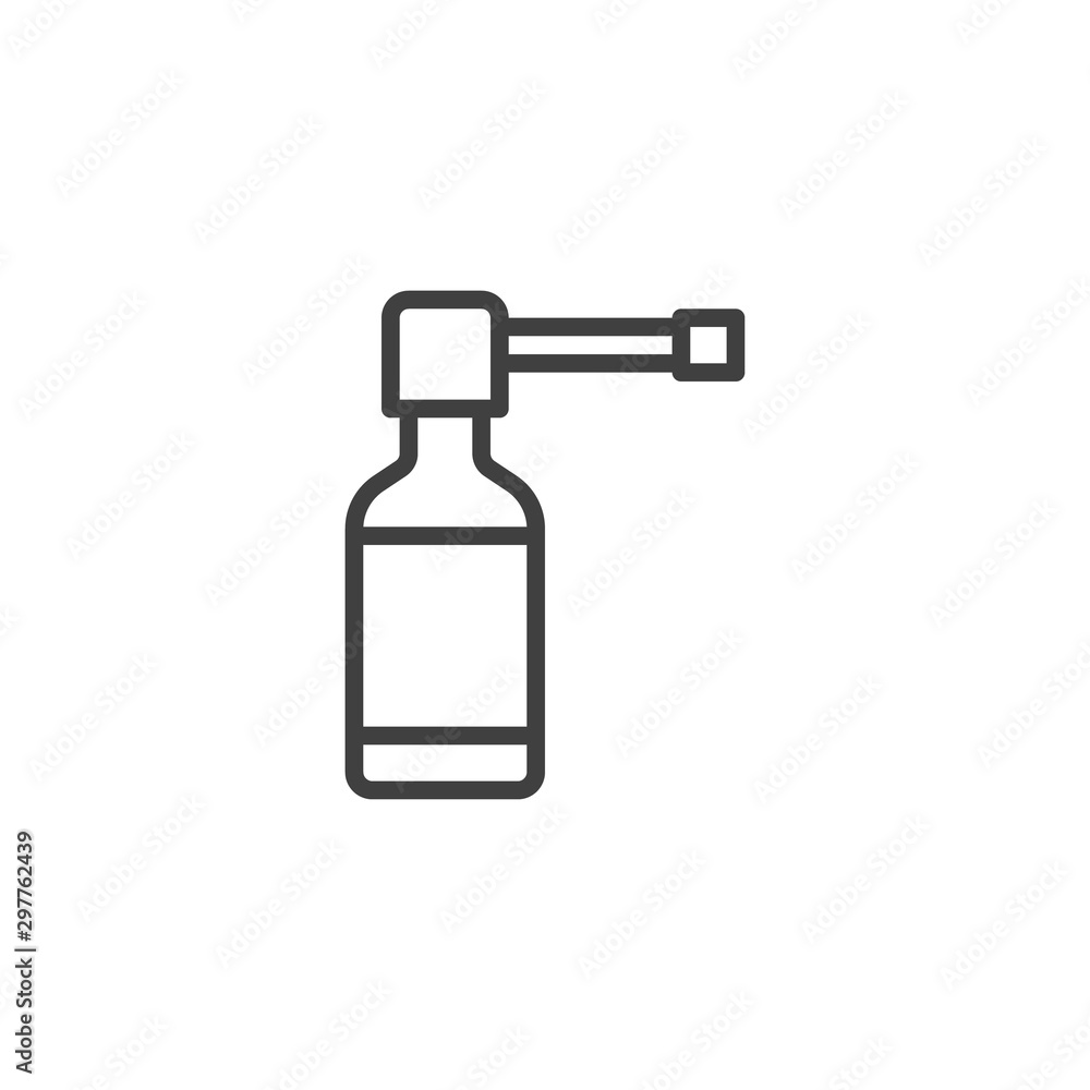 Medicine spray bottle line icon. linear style sign for mobile concept and web design. Spray for the throat outline vector icon. Symbol, logo illustration. Vector graphics