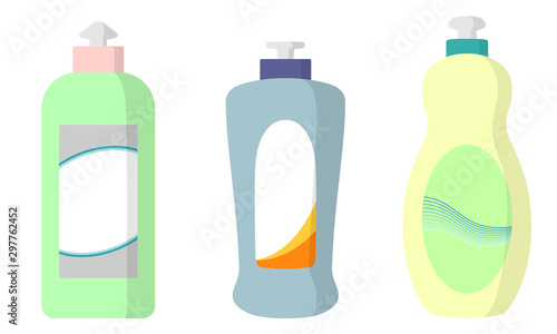 Set of dishwashing detergent illustrations