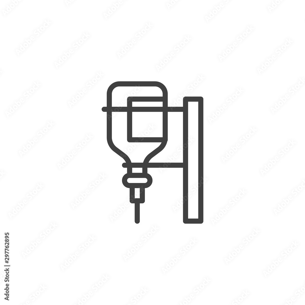 Medical drop counter line icon. linear style sign for mobile concept and web design. Infusion bottle outline vector icon. Symbol, logo illustration. Vector graphics Medical drop counter line icon. linear style sign for mobile concept and web design. Infusion bottle outline vector icon. Symbol, logo illustration. Vector graphics