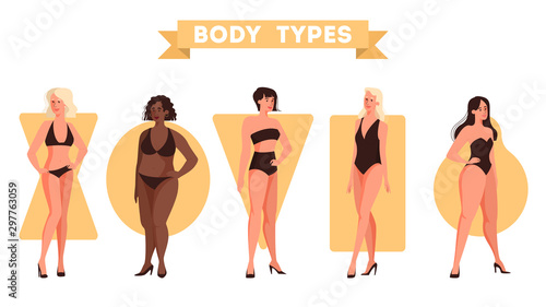 Female body shapes set. Triangle and rectangle