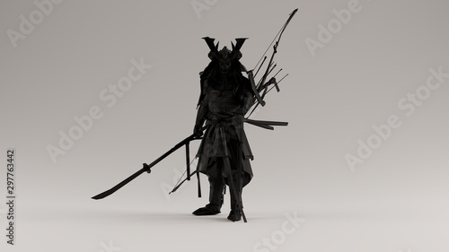 Black Samurai made out of Polygon Triangles with a Lattice Frame 3d illustration 3d render photo