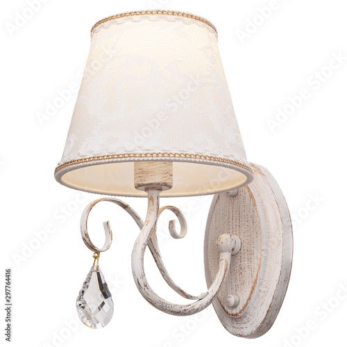 Wall lamp in vintage style on an isolated white background.