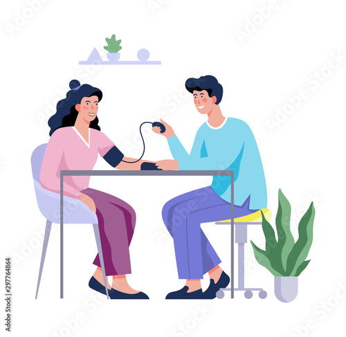 Medical checkup of blood pressure and health examination.