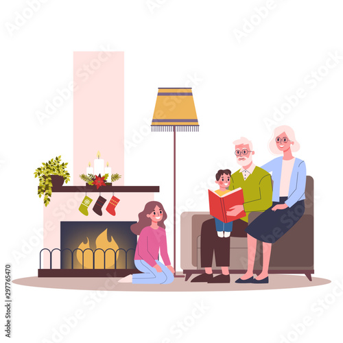 Happy family have fun on the christmas celebration