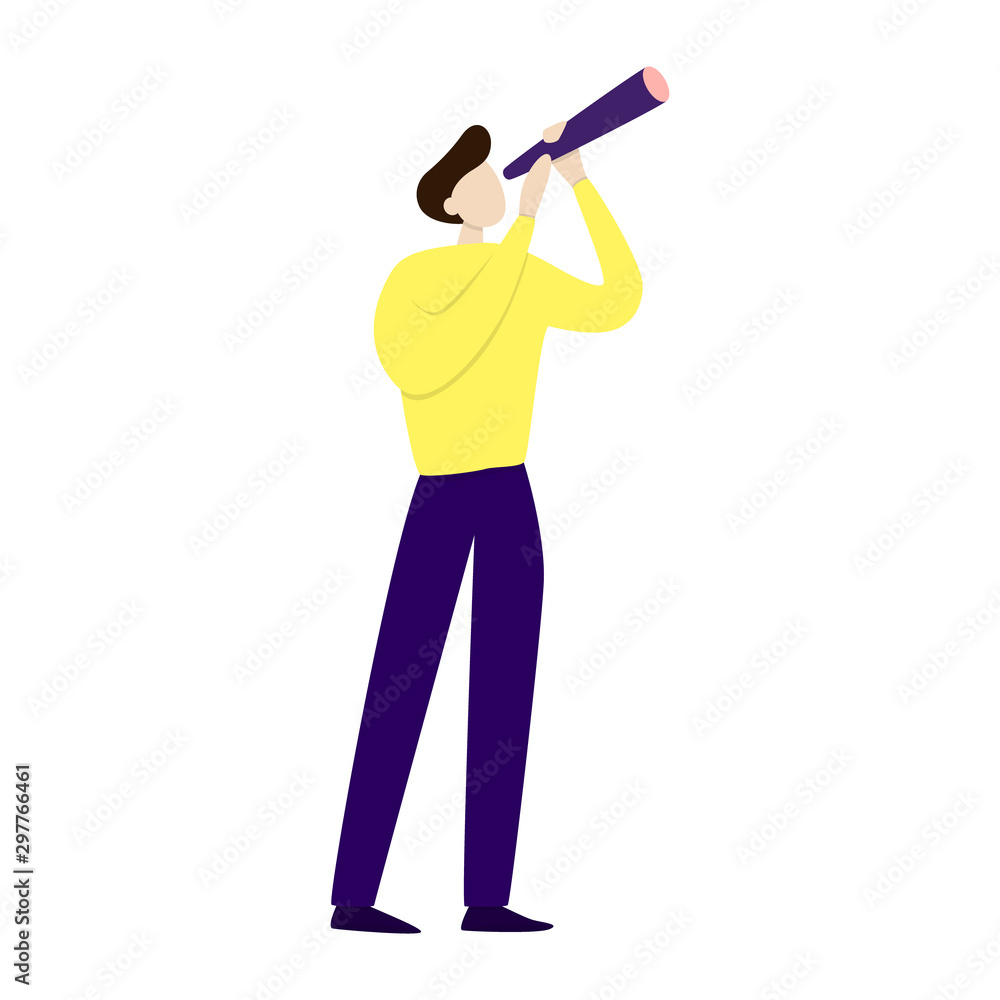 Businessman looking the spyglass. Vector illustration Businessman looking the spyglass. Vector illustration