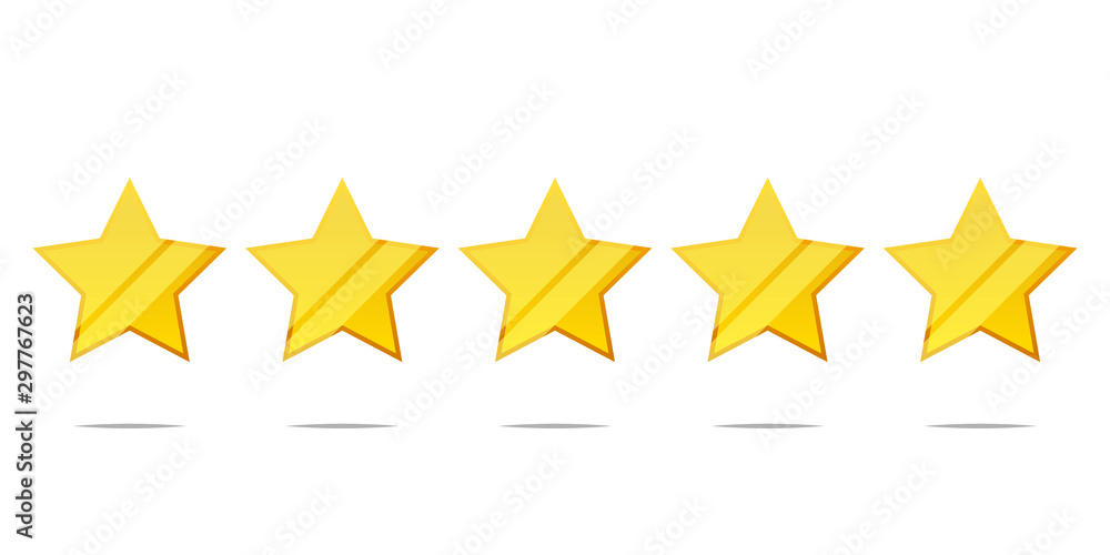 Five stars rating vector isolated illustration Five stars rating vector isolated illustration