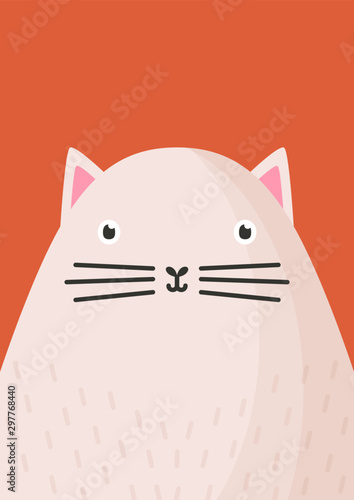 Cute cat snout flat vector illustration