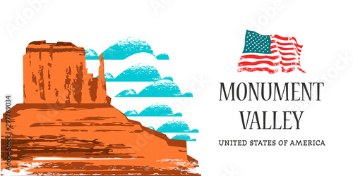 Monument valley in Arizona, USA. Vector illustration.