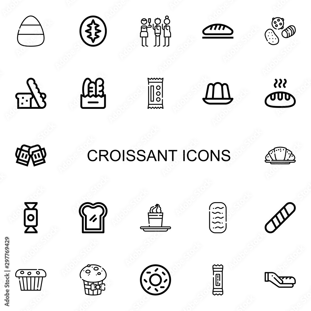 Editable 22 croissant icons for web and mobile Editable 22 croissant icons for web and mobile