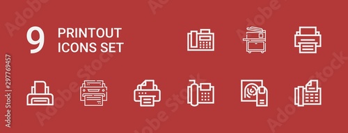 Editable 9 printout icons for web and mobile