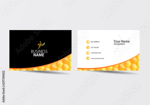 Business card wth honeycombs. Visiting card template for beekeeper