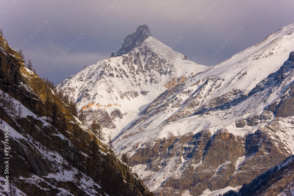 Winter landscape in Valsavarenche, Gran Paradiso National Park, Valle d'Aosta, Italian Alps, Italy, Europe