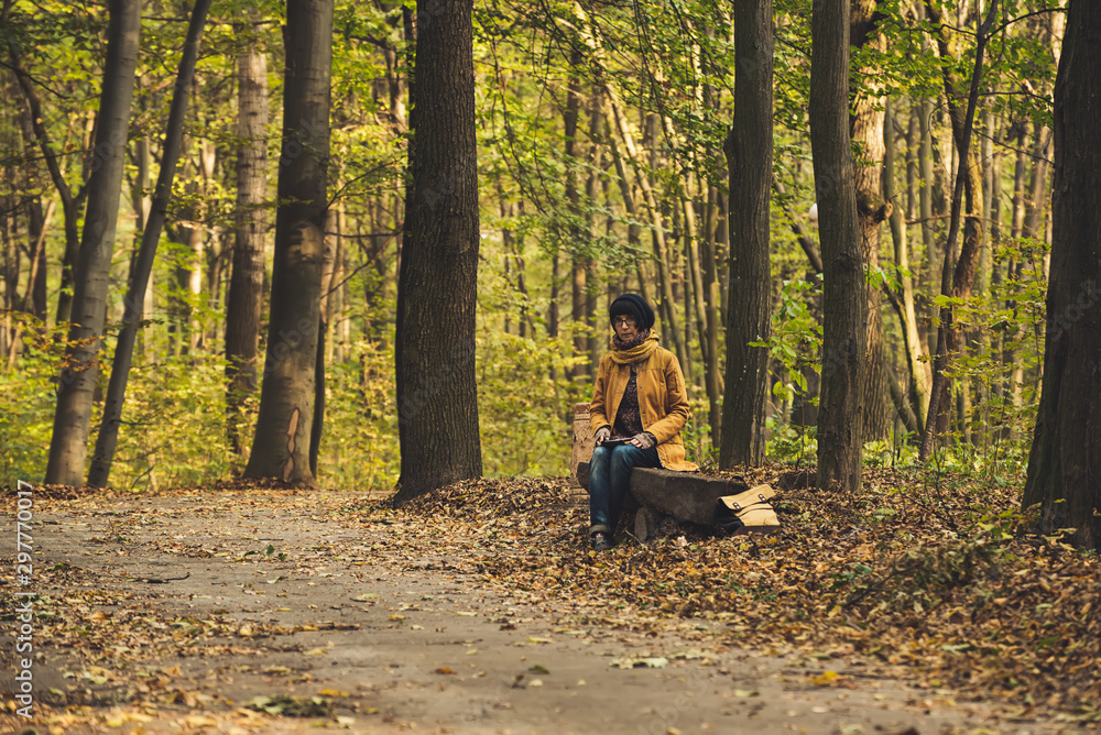 Hipster girl in a park Hipster girl in a park