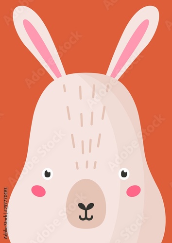 Adorable hare snout flat vector illustration. Cute wildlife forest bunny muzz...