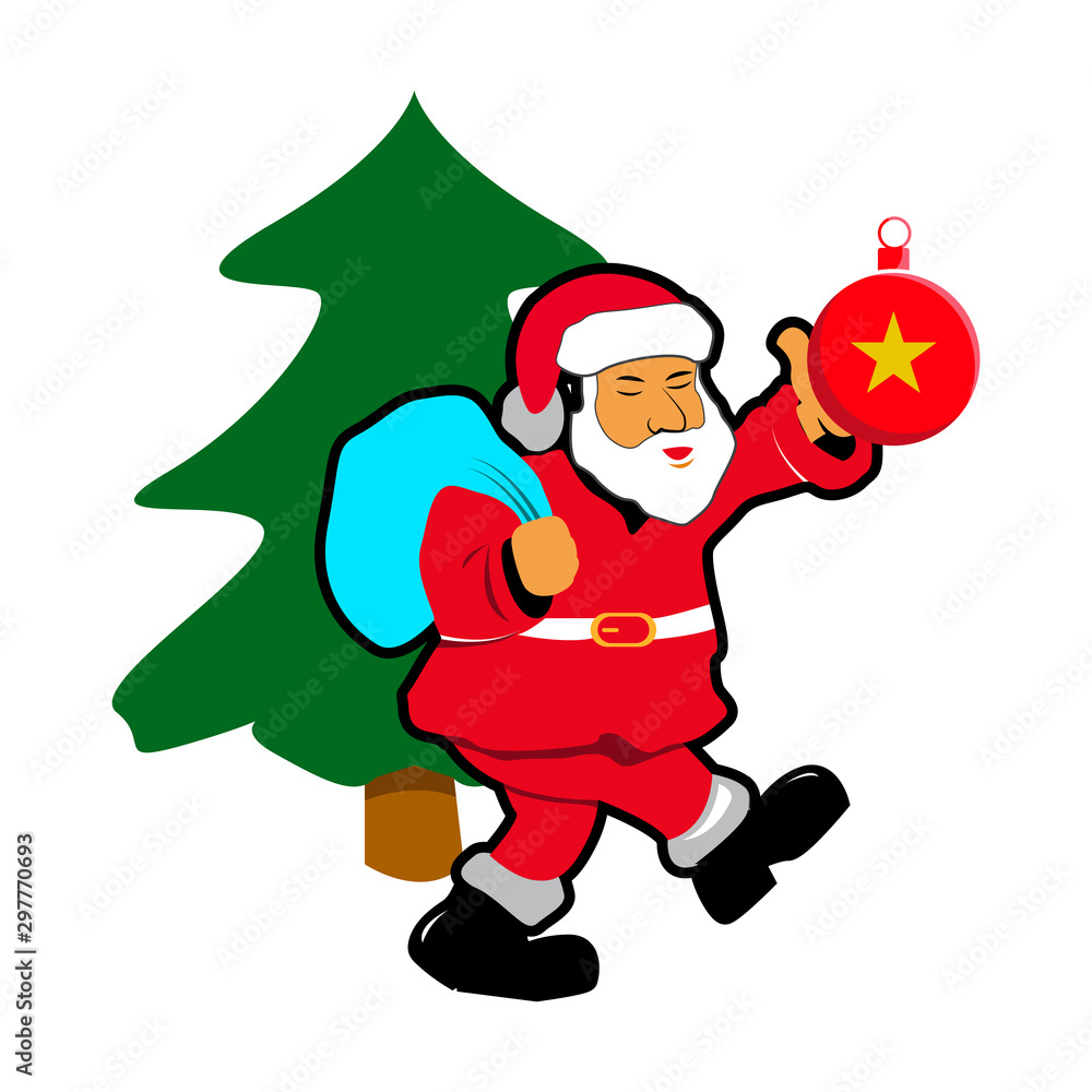 Santa, tree natal illustration icon vector Santa, tree natal illustration icon vector