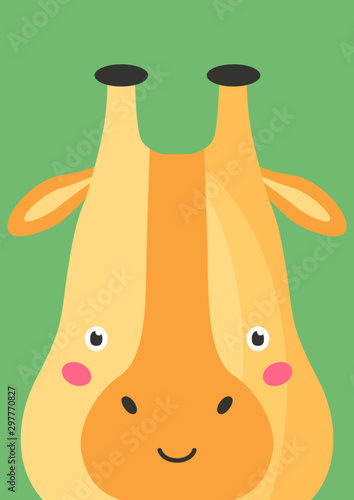 Cute giraffe snout flat vector illustration