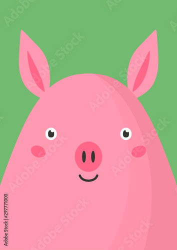Cute pink pig snout flat vector illustration