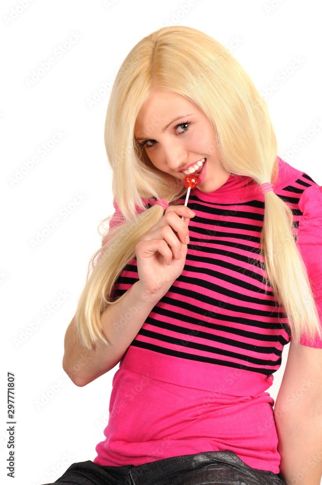 Young attractive girl student in bright clothes Young attractive girl student in bright clothes