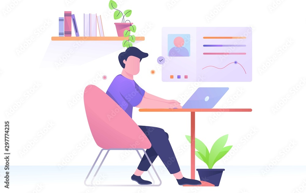 Fototapeta premium man work on home illustration