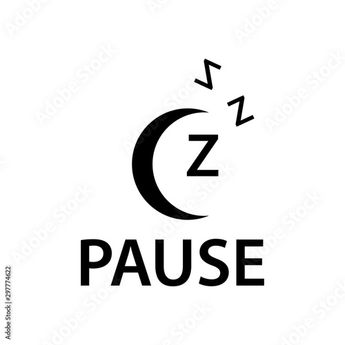 Pause with sleep icon, flat design. Vector Illustration on white background