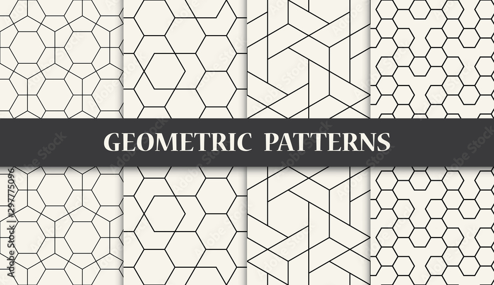 black and white geometric pattern set Stock Vector | Adobe Stock