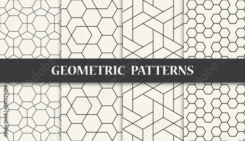 black and white geometric pattern set