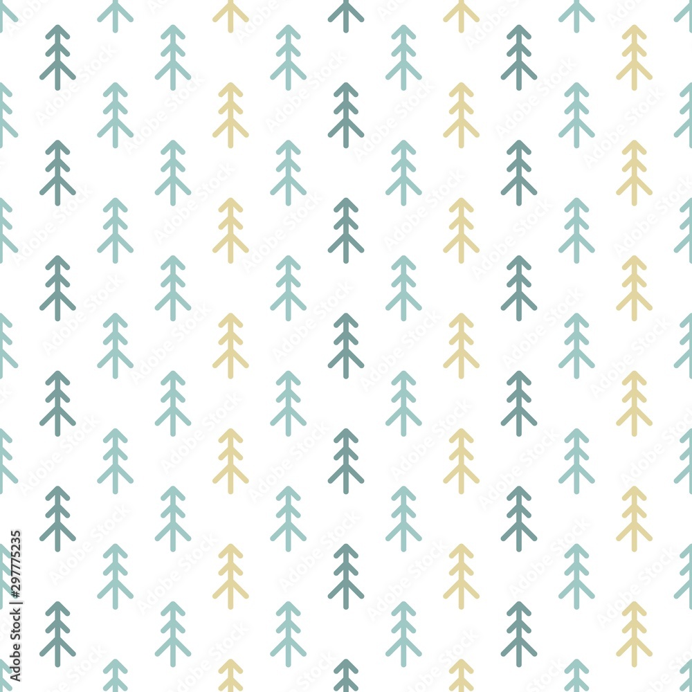 blue ornament with line fir-trees on white background. Forest blizzard. blue ornament with line fir-trees on white background. Forest blizzard.