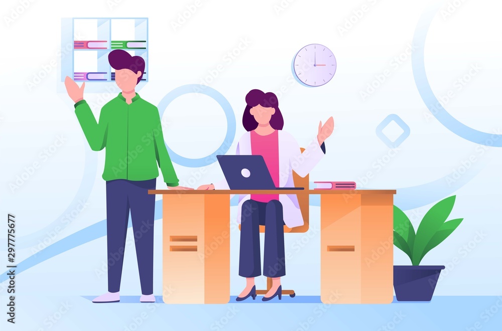 doctor and patient flat illustration doctor and patient flat illustration