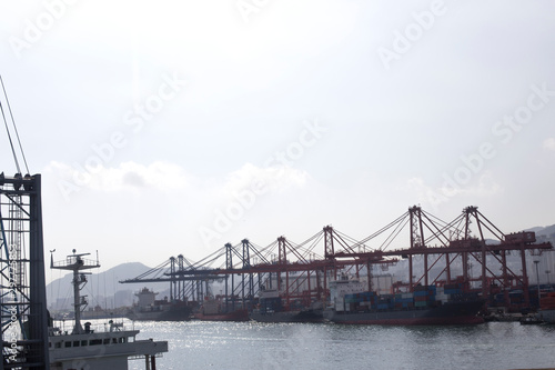 Container cargo ship and Gantry Cranes