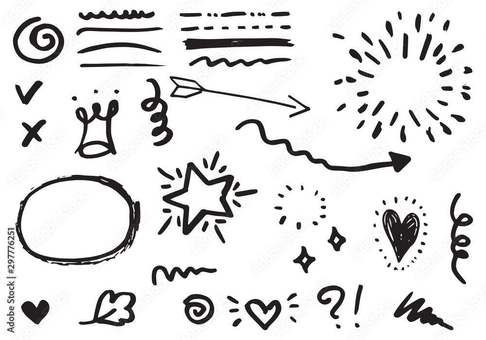 set of Hand drawn design elements. vector illustration. set of Hand drawn design elements. vector illustration.