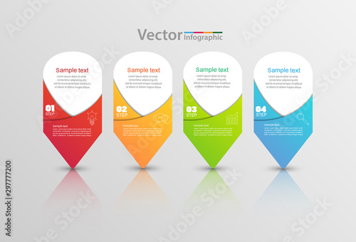 Vector infographic template with 4 options, workflow, process chart. Timeline infographics design vector can be used for workflow layout, diagram, annual report, web design, steps or processes. Eps 10