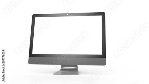 flat monitor white screen computer, pc display digital wide screen and slim 3d