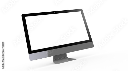 flat monitor white screen computer, pc display digital wide screen and slim 3d