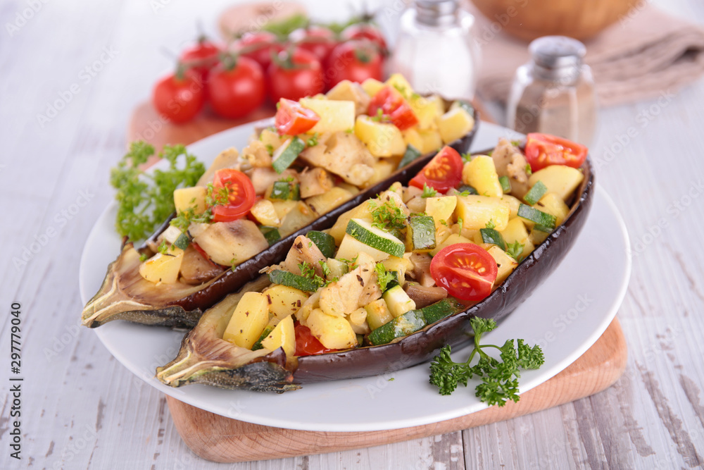 baked and stuffed eggplant with vegetable baked and stuffed eggplant with vegetable