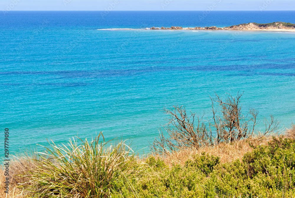 View of the Lorne-Queenscliff Coastal Reserve from the Loveridge Lookout - Anglesea, Victoria, Australia