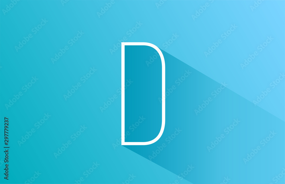 long shadow D logo letter alphabet for company icon design in white and blue long shadow D logo letter alphabet for company icon design in white and blue