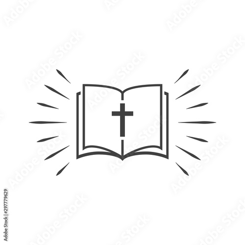 Bible book icon in black color on a white background
