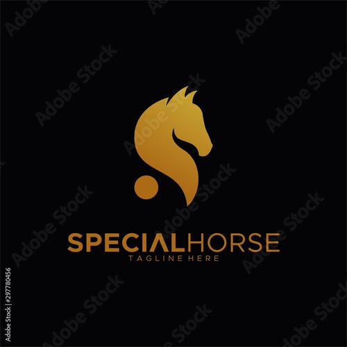 letter S for special horse logo design unique