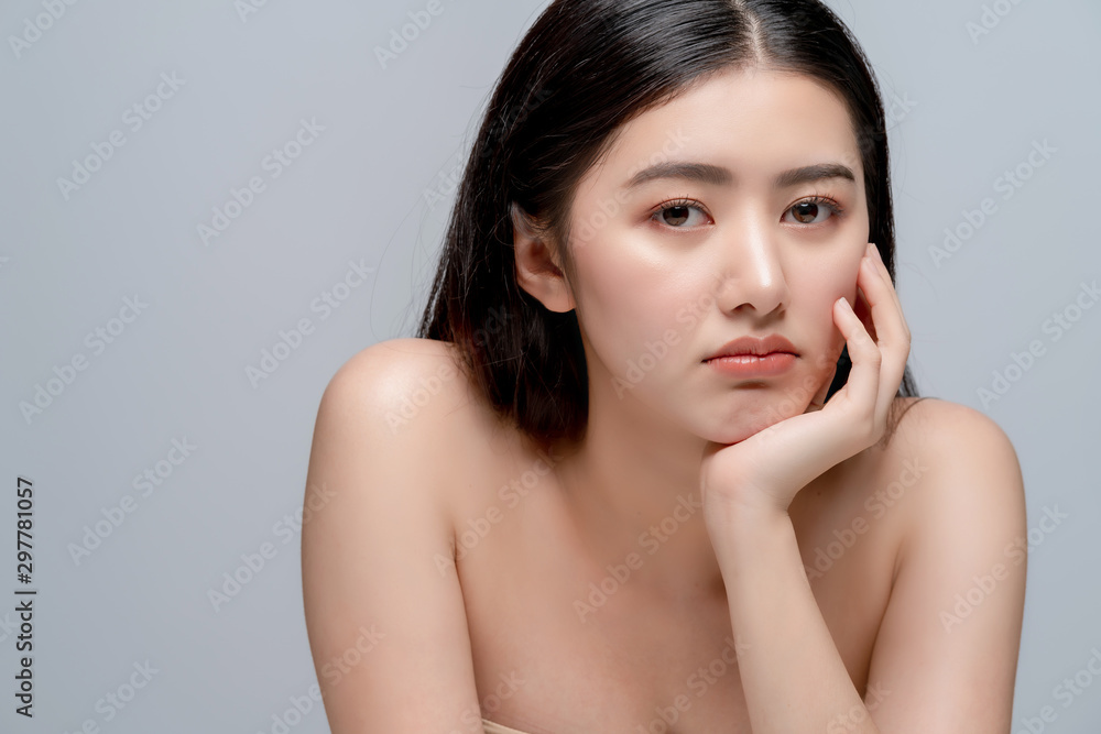 beauty asian attractive female bare healthy facial skin portrait half body make up skin concept beauty asian attractive female bare healthy facial skin portrait half body make up skin concept