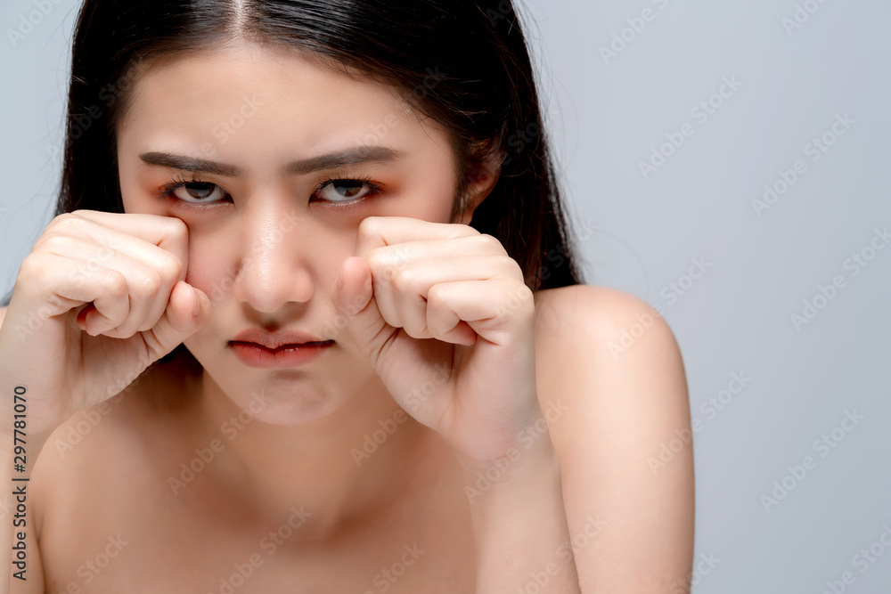 beauty asian attractive female bare healthy facial skin portrait half body make up skin concept beauty asian attractive female bare healthy facial skin portrait half body make up skin concept