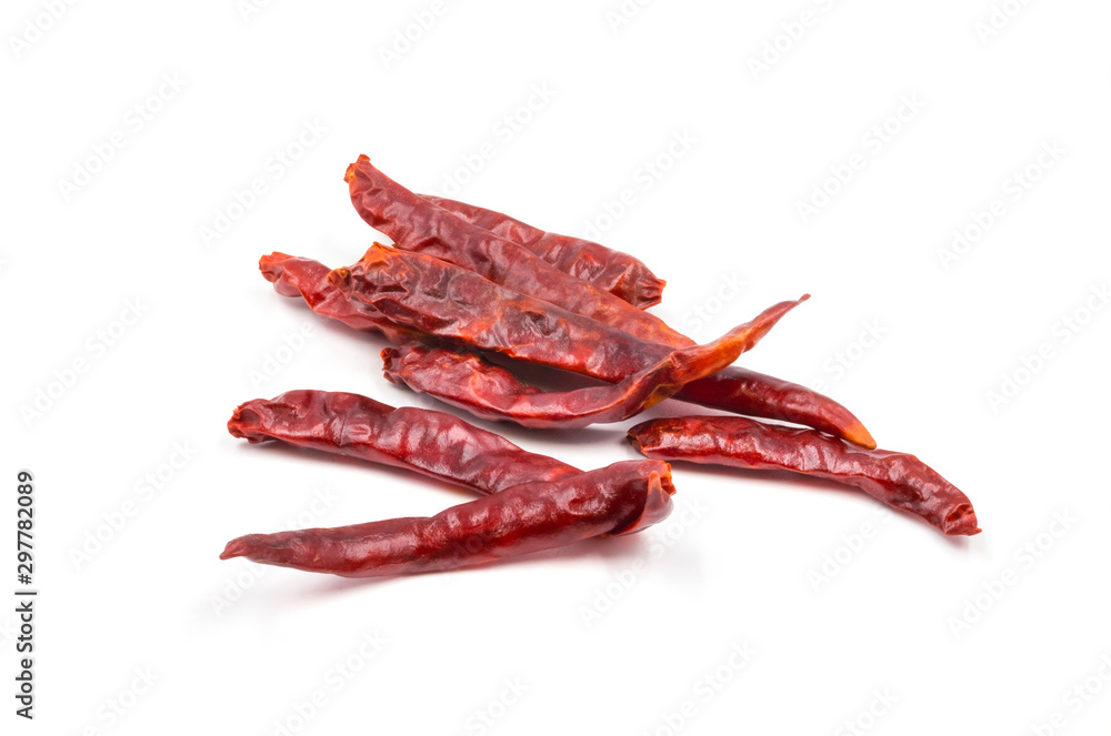 Dried red hot chili or chilli cayenne pepper isolated on white background cutout. Dried red hot chili or chilli cayenne pepper isolated on white background cutout.