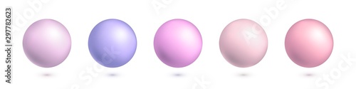 Vector set of 3d balls in pastel colors isolated on white background. Collection of realistic vector balls. Colorful spheres for decoration, holiday, design element, Love, pearl decoration.