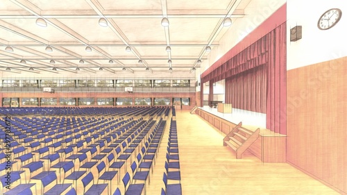 体育館 学校 卒業式 イラスト19 Stock Illustration Adobe Stock